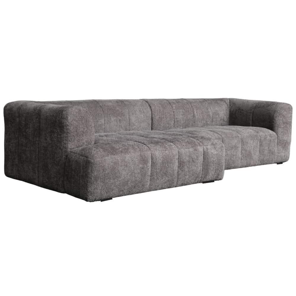 Bora Ecksofa (links) in Bouclé Grau, 304 cm Breite | PolsterOase