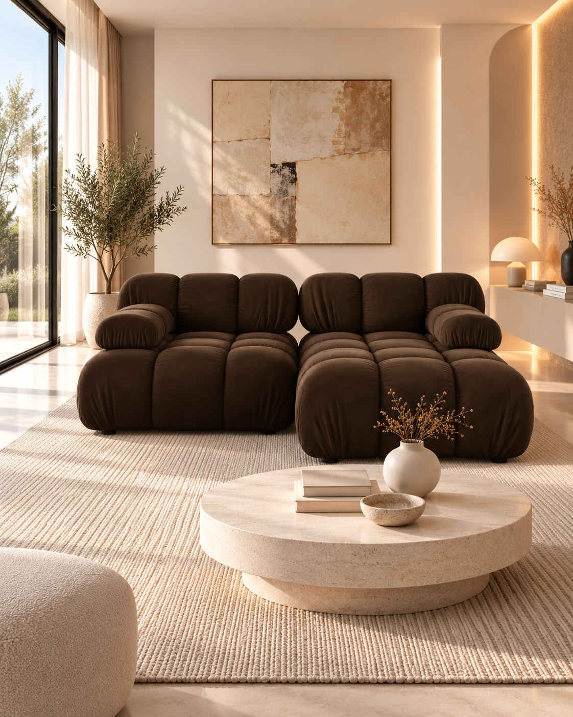 Selene Modulsofa, Ecksofa aus Samt (2-Sitzer), 190 cm