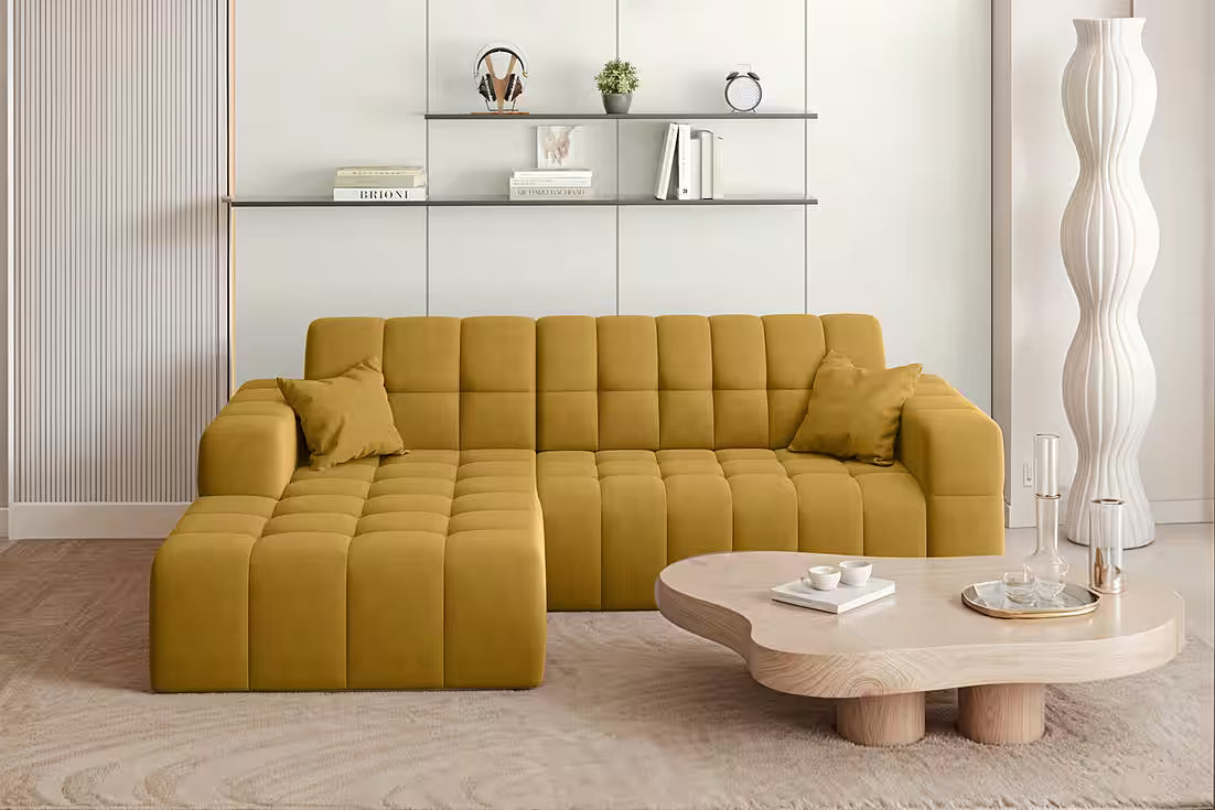 Ecksofa Nova (links) in Samtvelours, 265 cm Breite