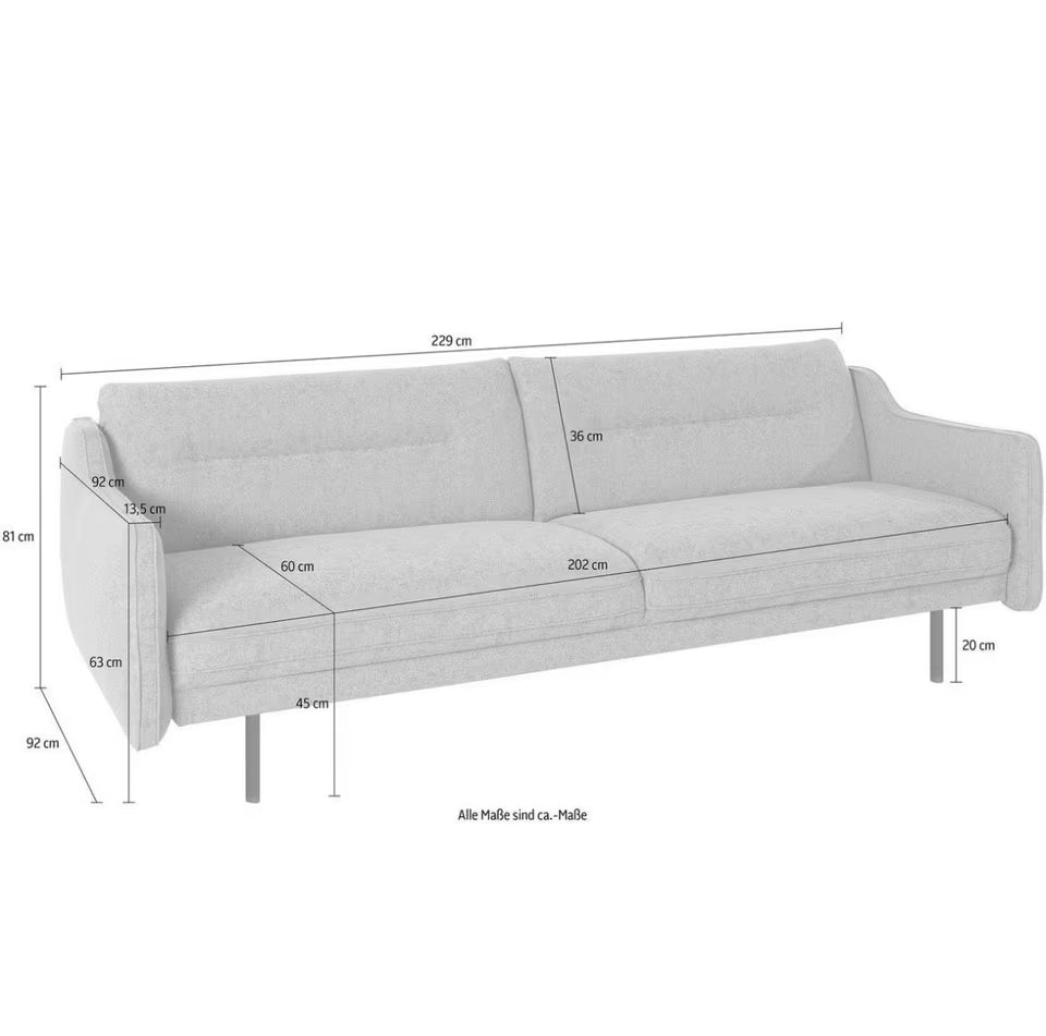 Sofa Set 3-3-1 in NaturLeder Braun, 229 cm Breite