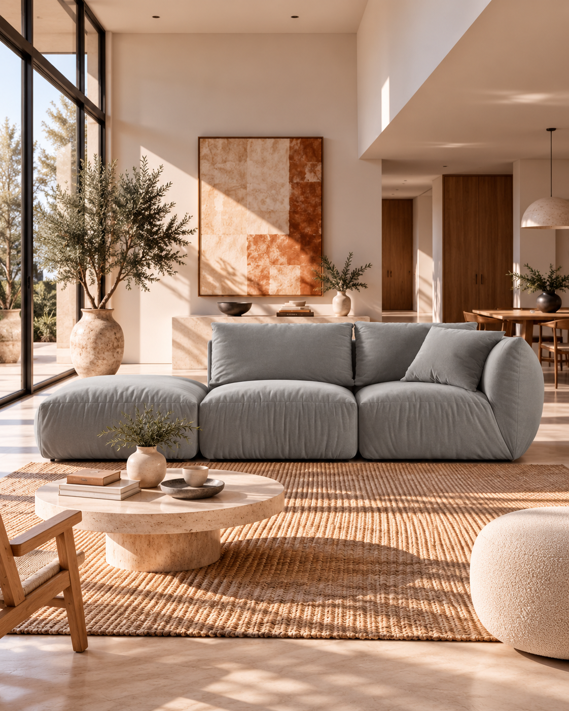 BONO Modulsofa mit Récamiere aus Samt (3-Sitzer), 295 cm