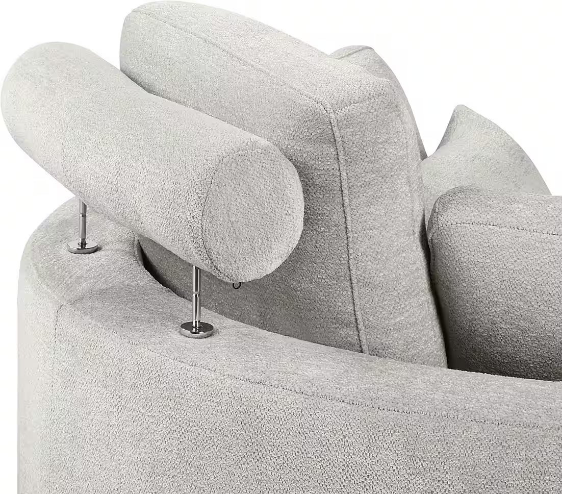 Loveseat / Sessel in Struktur Hellgrau mit Stauraumhocker