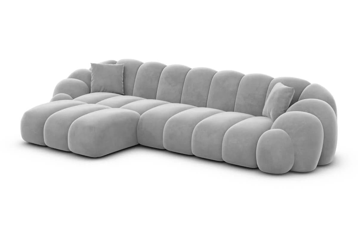 Bubble Sofa in Samt Grau, 299 cm Breite