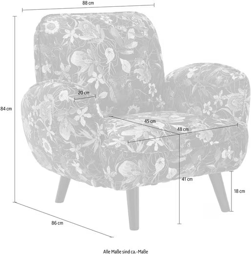 Sessel in Samt Blumenoptik