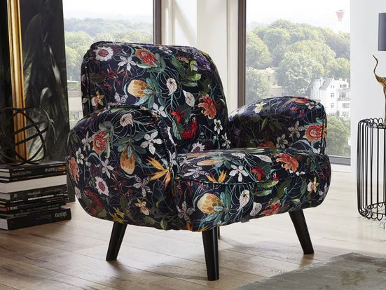 Sessel in Samt Blumenoptik