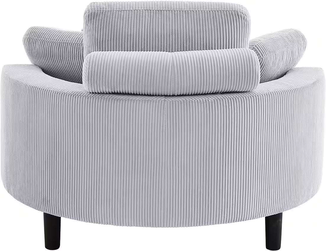 Loveseat / Sessel in Cord Hellgrau mit Stauraumhocker