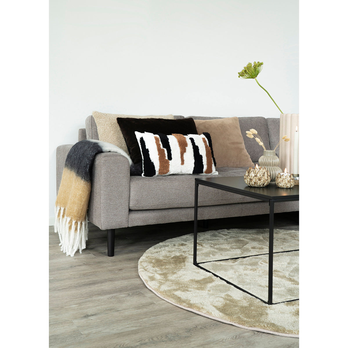 House Nordic Sintra Plaid, Schwarz, Weiß, Braun, Produktansicht 3