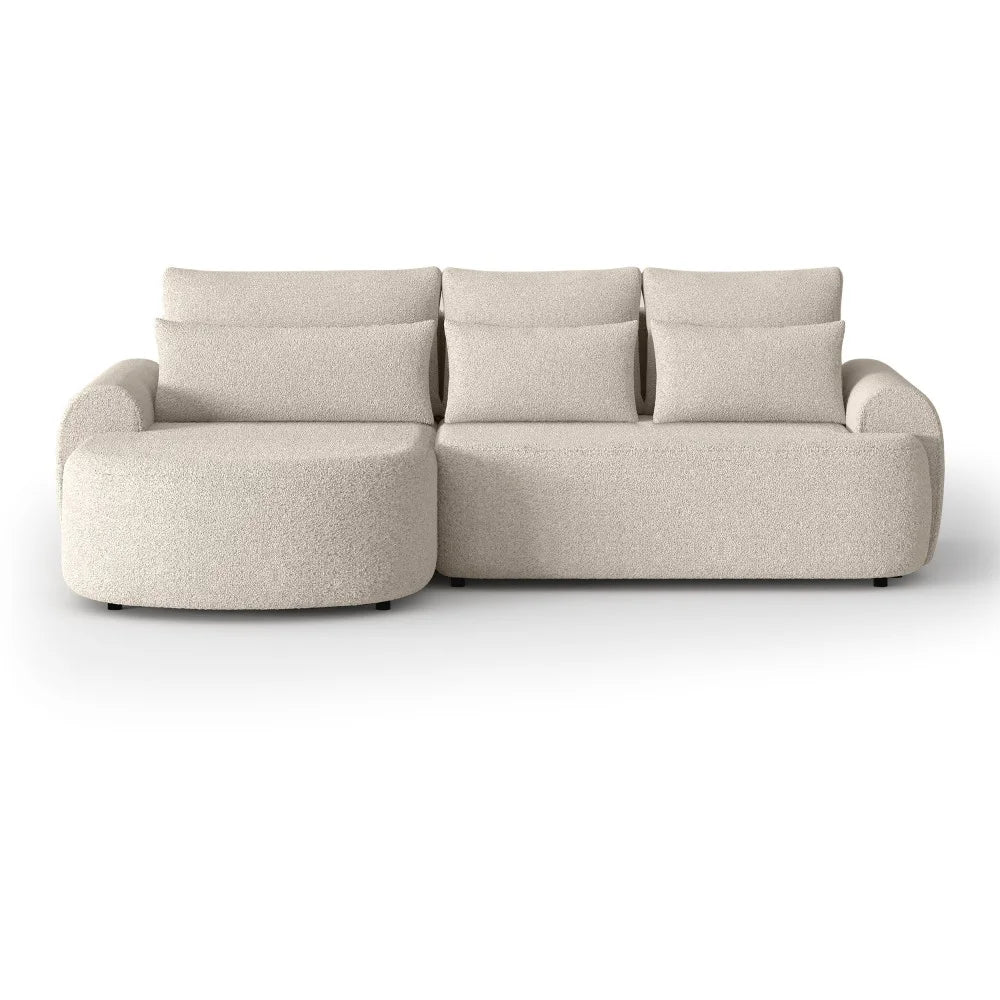 Olivio L Premium Ecksofa mit Schlaffunktion und Bettkasten in Bouclé