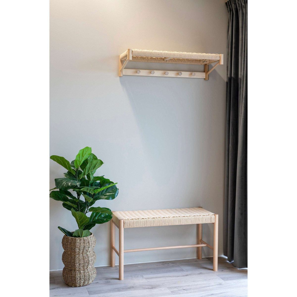 PolsterOase Möbel – Abano Hutablage aus Pappelholz und Papierkordel, Natur, 78 cm – Ansicht 4
