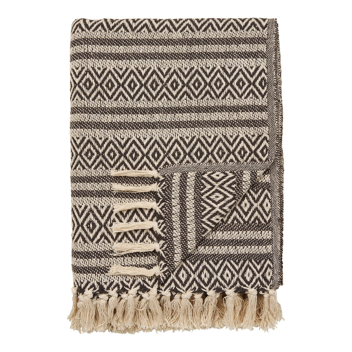 PolsterOase Möbel – Adana Plaid aus recycelter Baumwolle, Braun, 130 × 180 cm