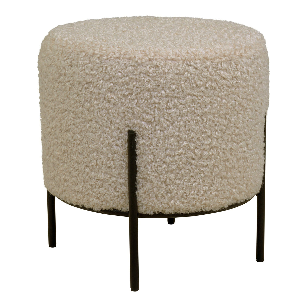 PolsterOase Möbel – Alford Pouf mit Teddy, Bezug aus Kiefernholz und Stahl, Graubraun/Schwarz