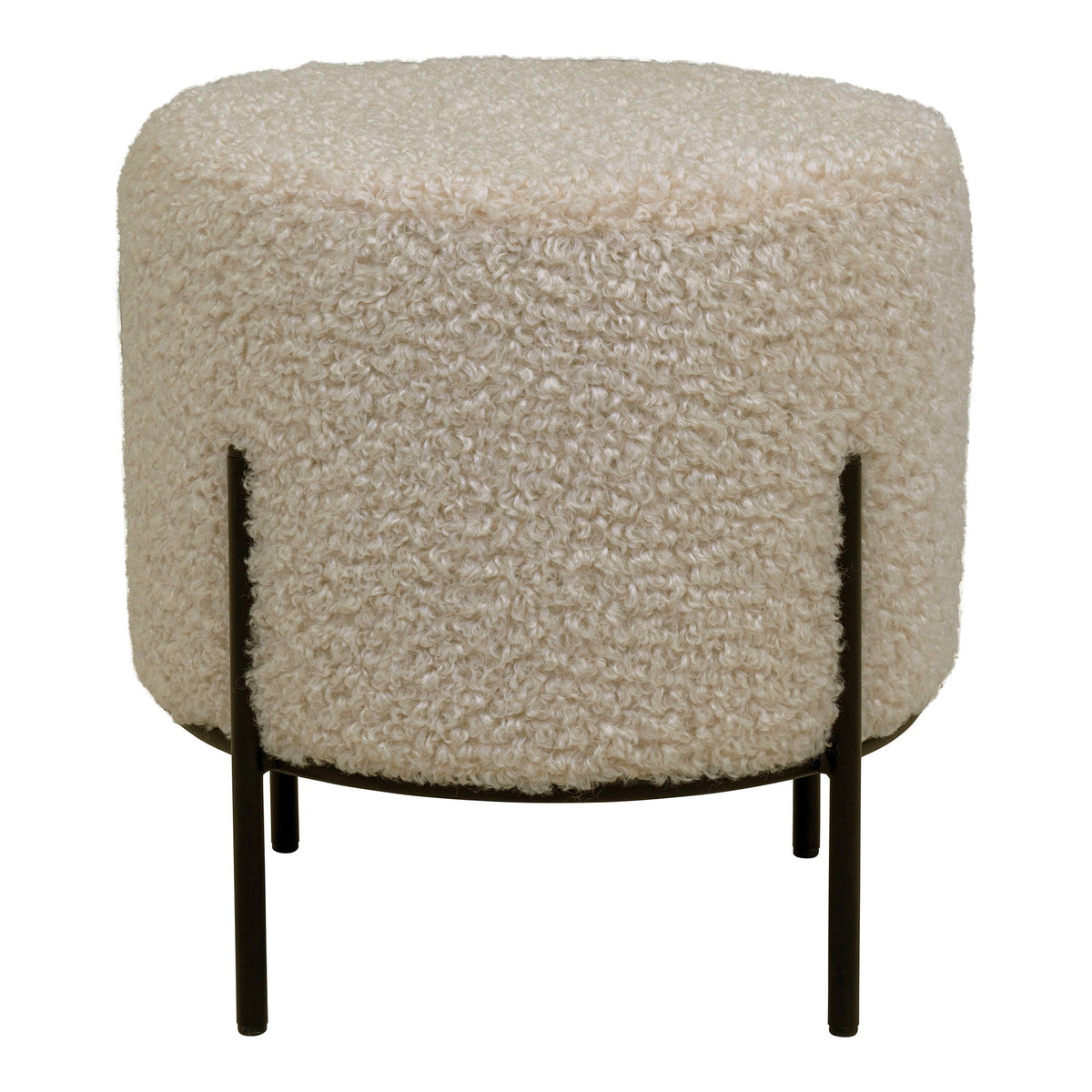 PolsterOase Möbel – Alford Pouf mit Teddy, Bezug aus Kiefernholz und Stahl, Graubraun/Schwarz – Ansicht 2