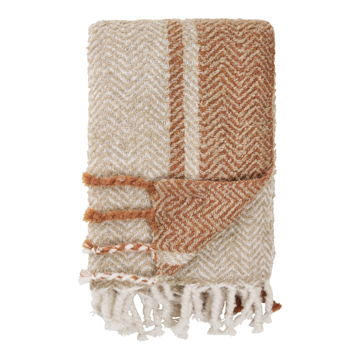 PolsterOase Möbel – Almora Plaid aus Acryl, Beige/Goldorange, 130 × 180 cm