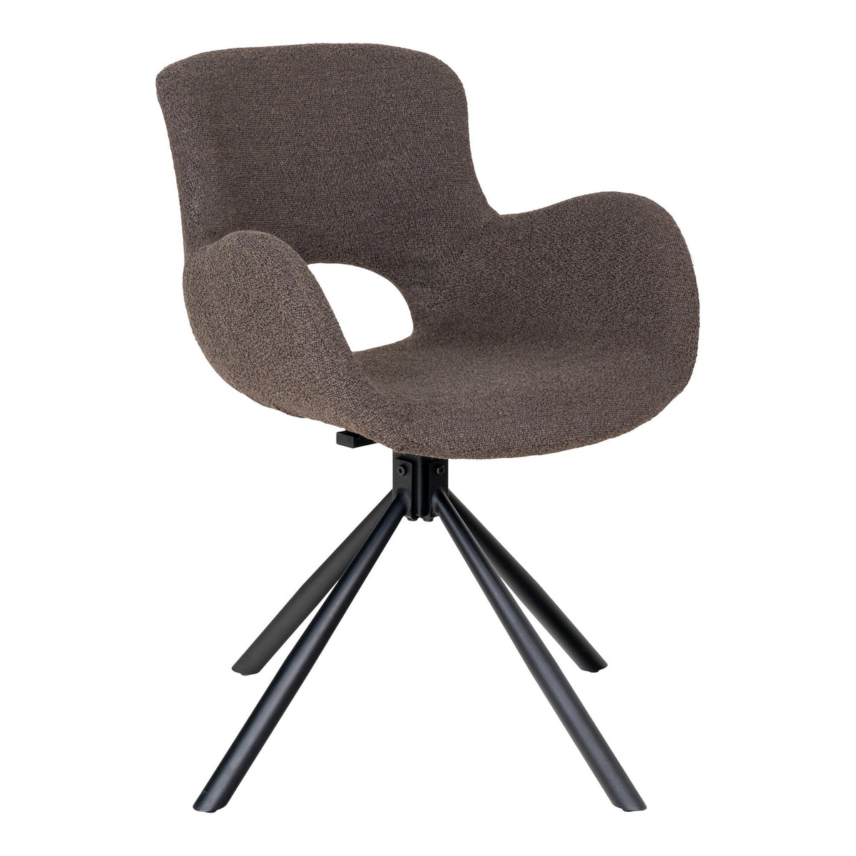 PolsterOase Möbel – Amorim Esszimmerstühle mit Bouclé Bezug, drehbar, 2er Set, Champignon