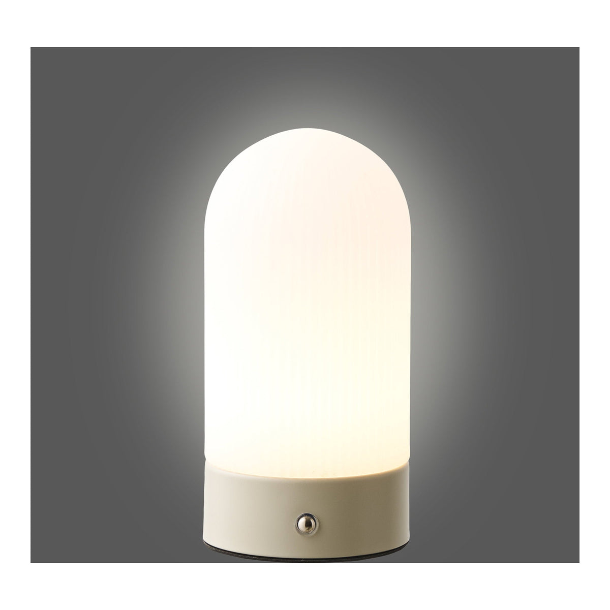 PolsterOase Möbel – Ashford Akku Tischlampe aus Metall und PE, Beige/Weiß – Ansicht 3