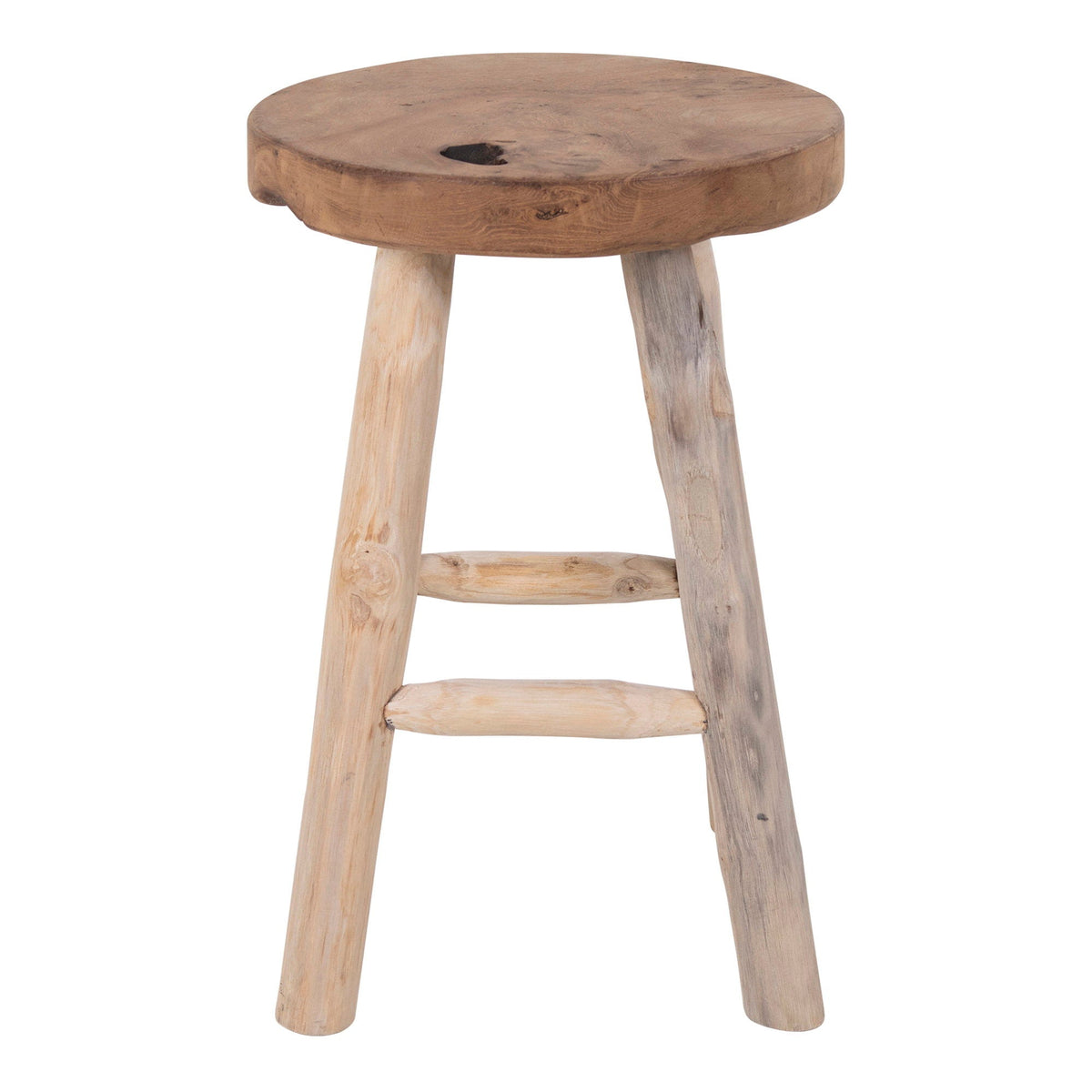 PolsterOase Möbel – Badia Hocker aus Teakholz, Natur, Ø 30 cm