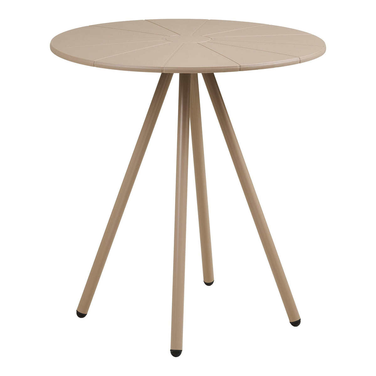 PolsterOase Möbel – Barletta Garten, Bistrotisch aus Polypropylen und Stahl, Taupe, Ø 70 cm