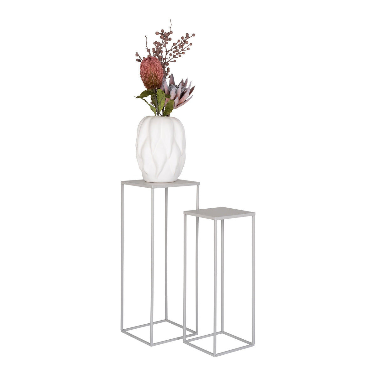 PolsterOase Möbel – Beja Blumenständer aus Stahl, 2er, Set, Sand/Grau – Ansicht 4