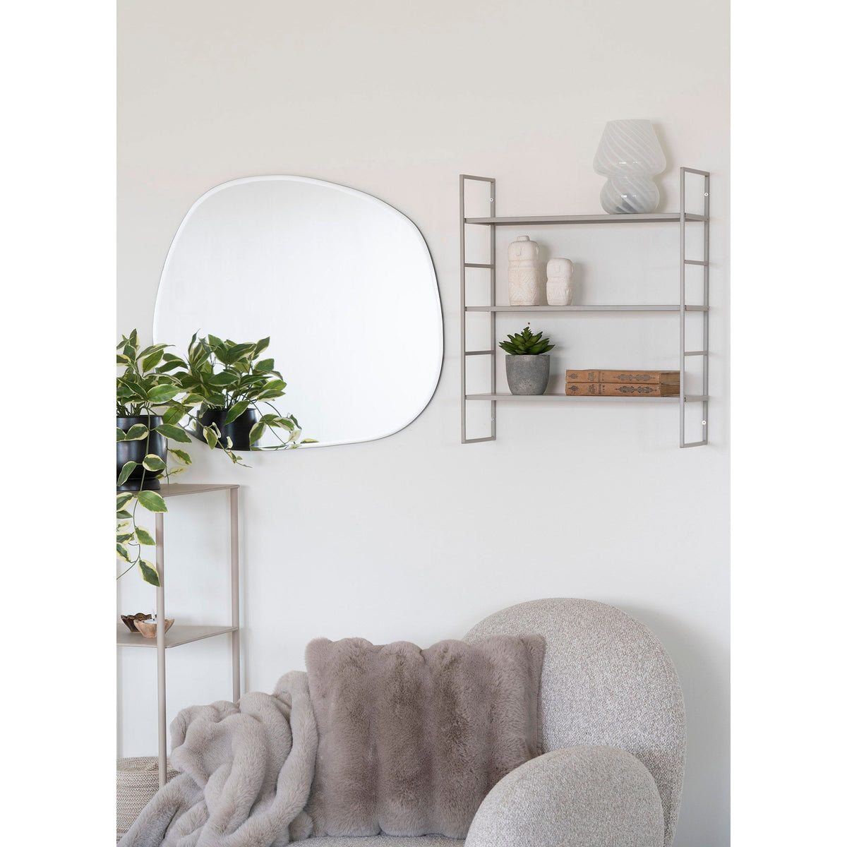 PolsterOase Möbel – Beja Shelves Regal, Stahl, grau, 3 Böden, 48 x 17 x 55 cm – Ansicht 2