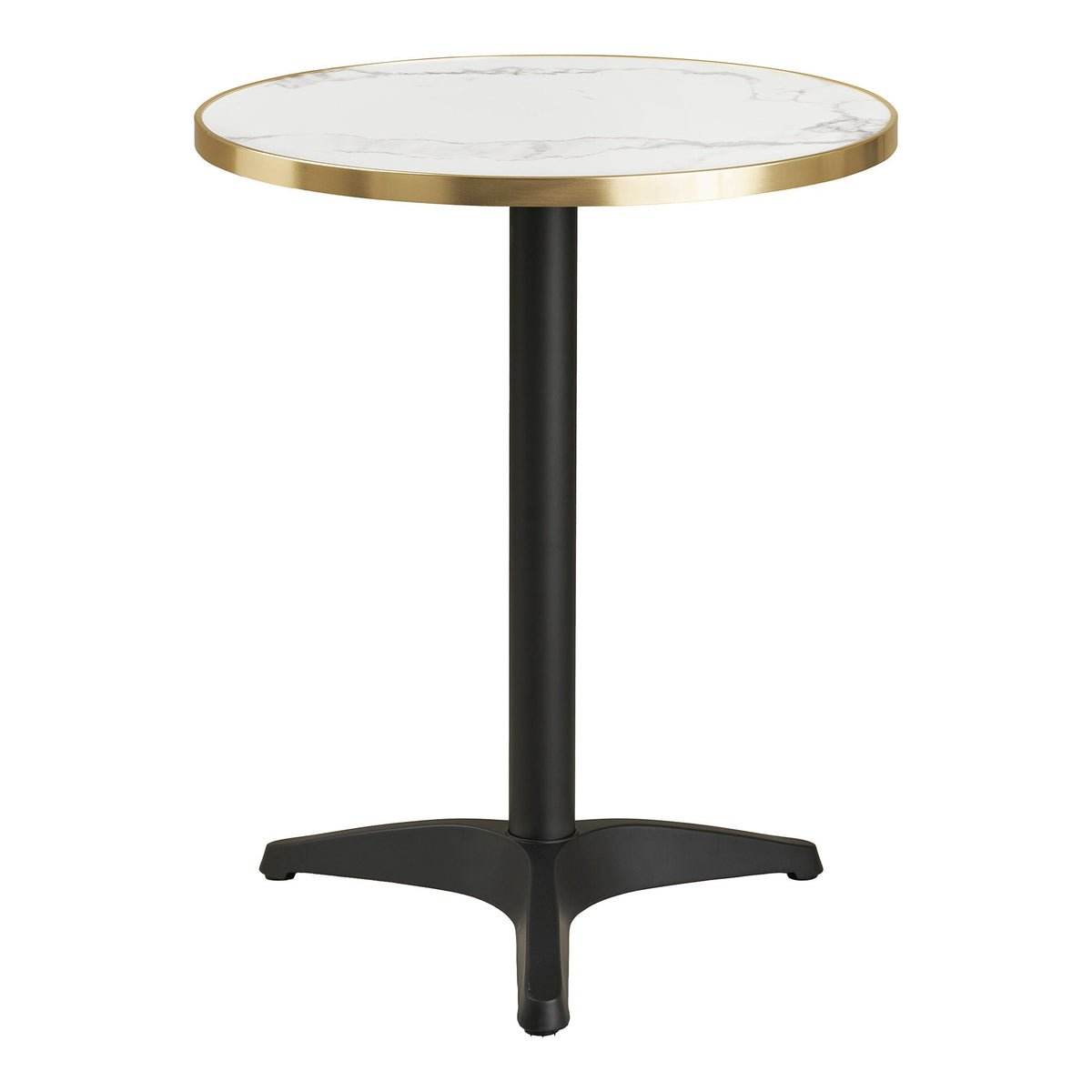 PolsterOase Möbel – Bistrotisch in Marmoroptik mit Aluminiumbeinen, Ø 60 cm
