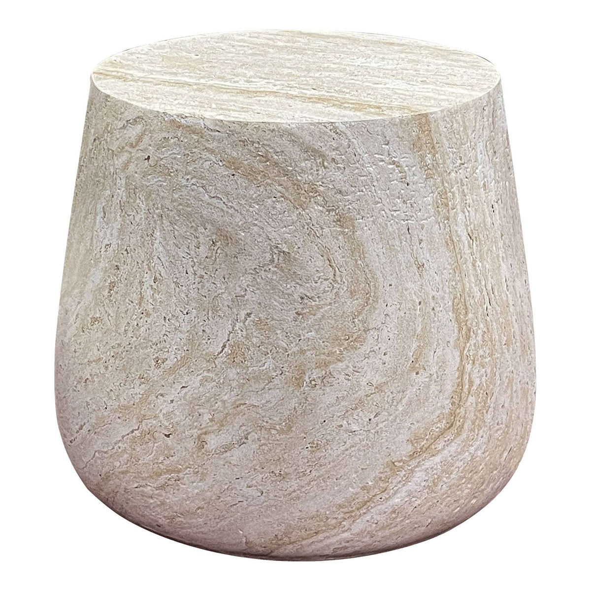 PolsterOase Möbel – Bonn Beistelltisch aus Fiberclay, Natur, Ø 47, 5 cm