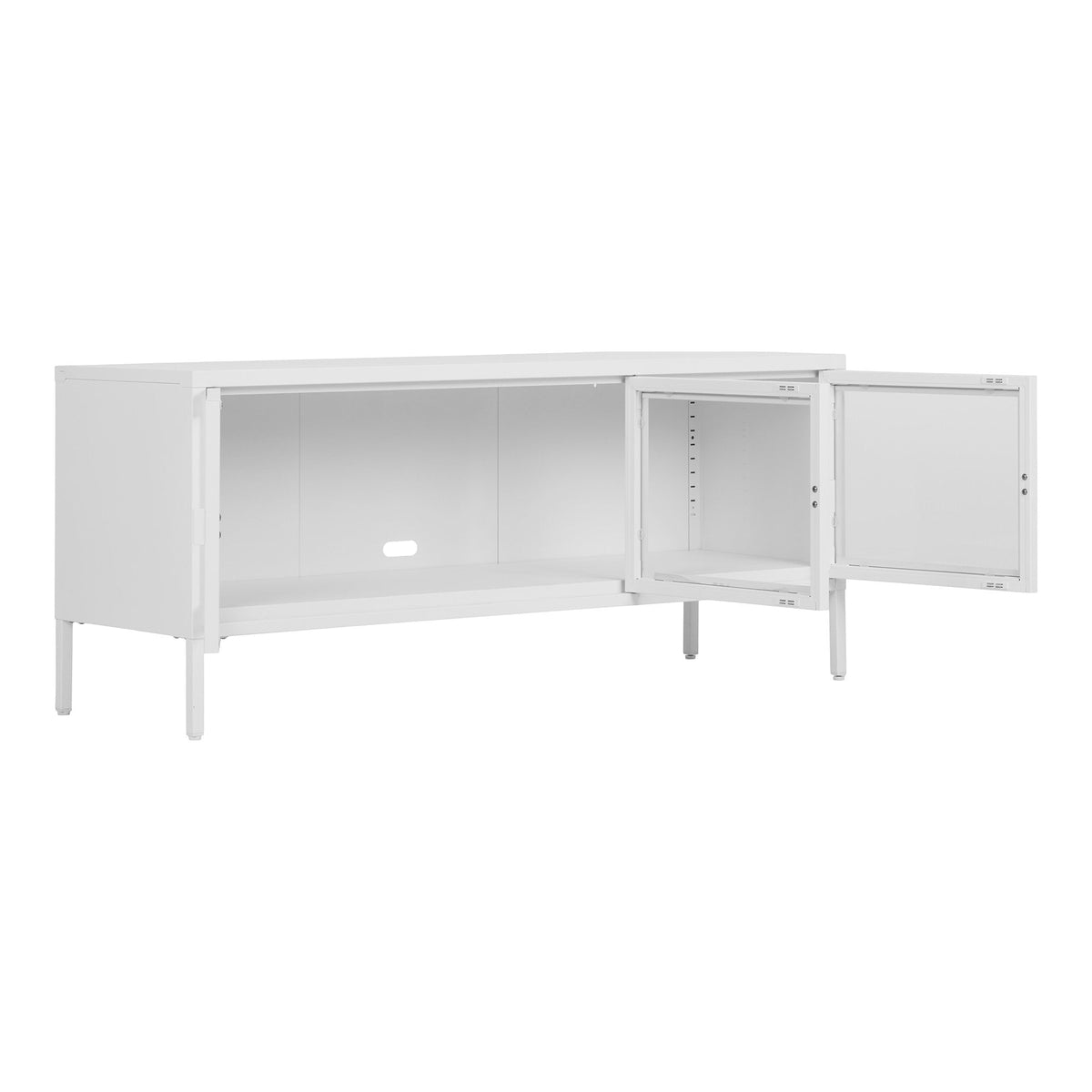 PolsterOase Möbel – Brisbane TV, Bank aus Stahl und Glas, 3 Türen, Weiß, 130 cm – Ansicht 4