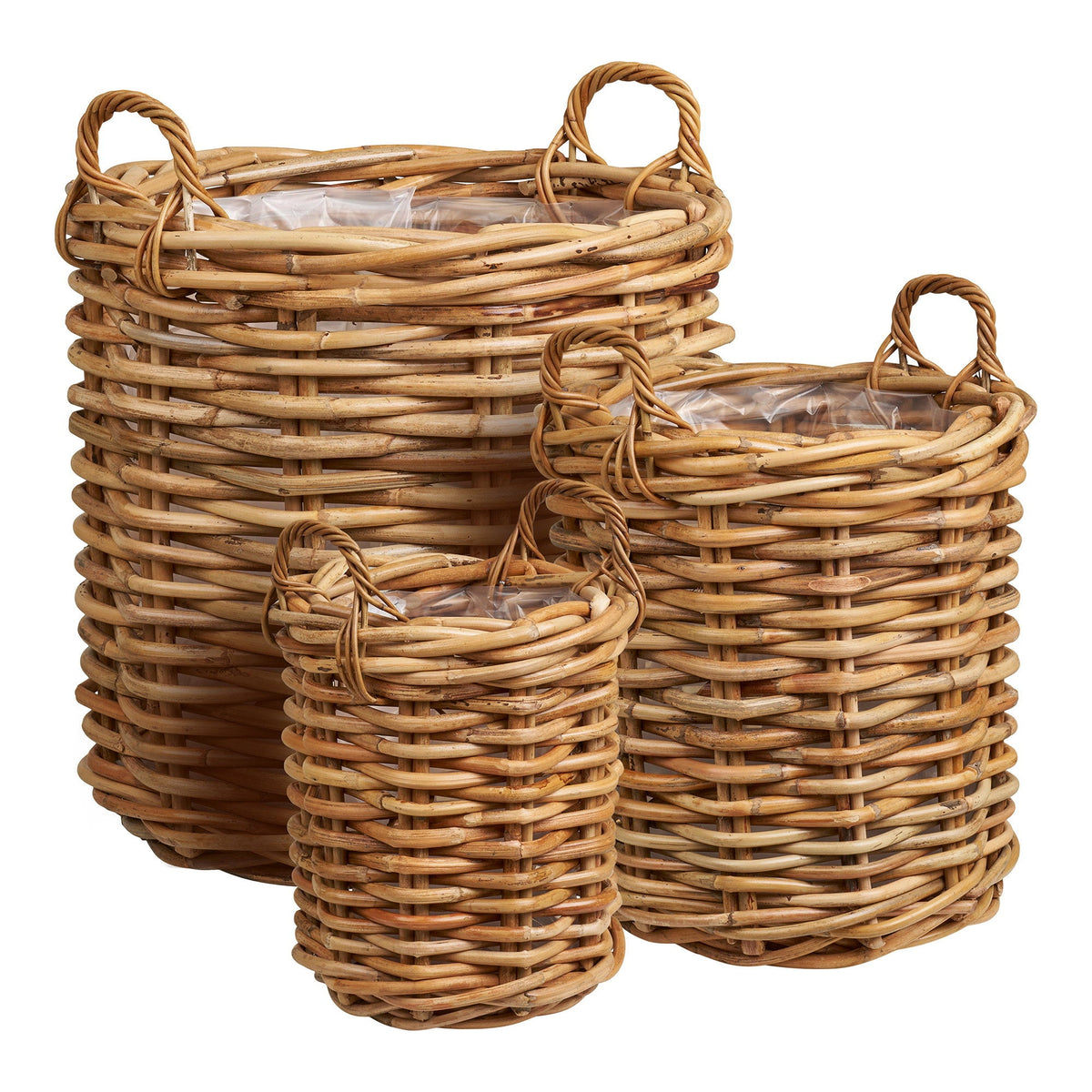 PolsterOase Möbel – Burton Aufbewahrungskörbe aus Kubu, Rattan, 3er, Set, Natur