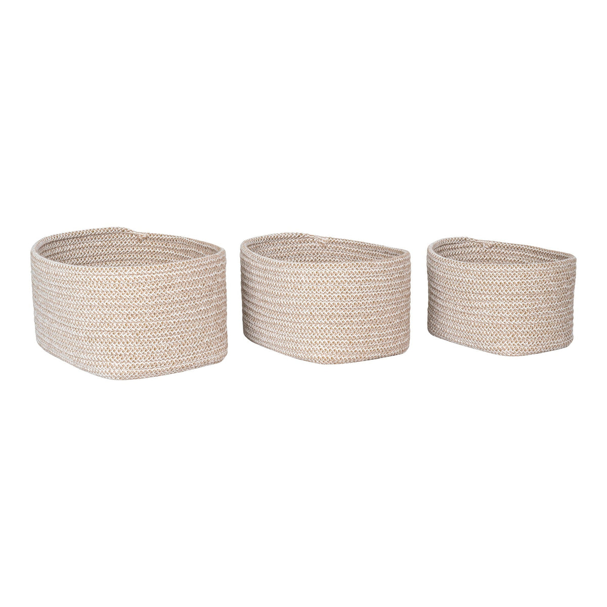 PolsterOase Möbel – Cadima Aufbewahrungskörbe aus Baumwolle, 3er Set, Beige