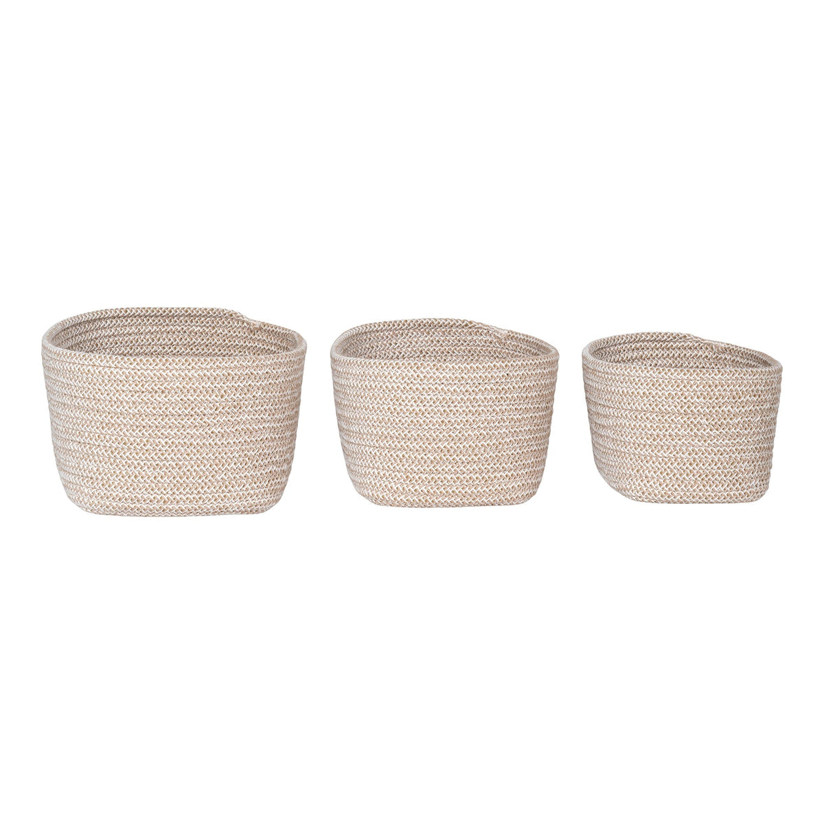 PolsterOase Möbel – Cadima Aufbewahrungskörbe aus Baumwolle, 3er Set, Beige – Ansicht 2