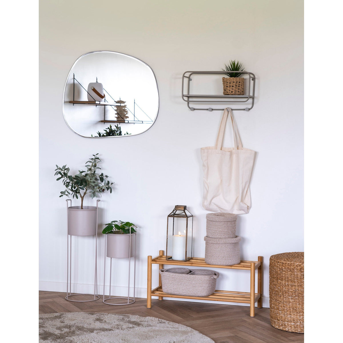 PolsterOase Möbel – Cadima Aufbewahrungskörbe aus Baumwolle, 3er Set, Beige – Ansicht 4