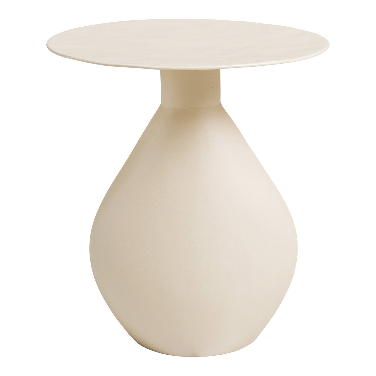 PolsterOase Möbel – Calais Beistelltisch aus Metall und Emaille, Off, White, Ø 36 cm