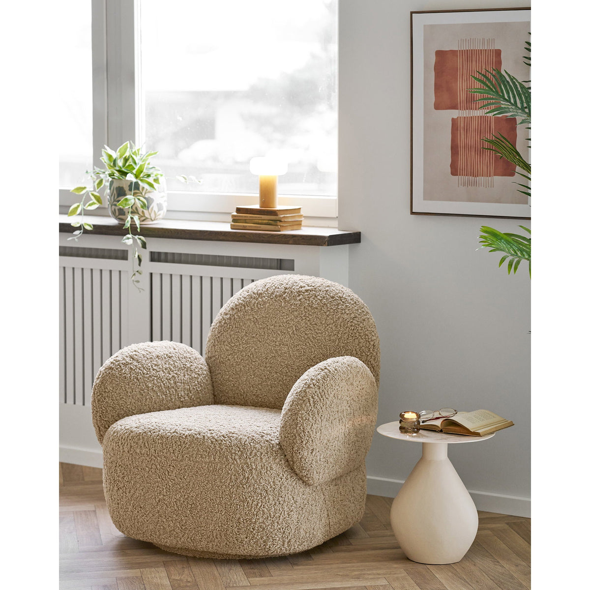 PolsterOase Möbel – Calais Beistelltisch aus Metall und Emaille, Off, White, Ø 36 cm – Ansicht 6