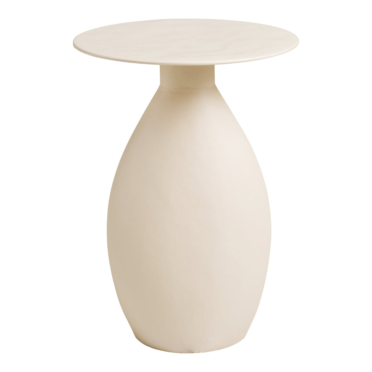 PolsterOase Möbel – Calais Beistelltisch aus Metall und Emaille, Off, White, Ø 36 cm
