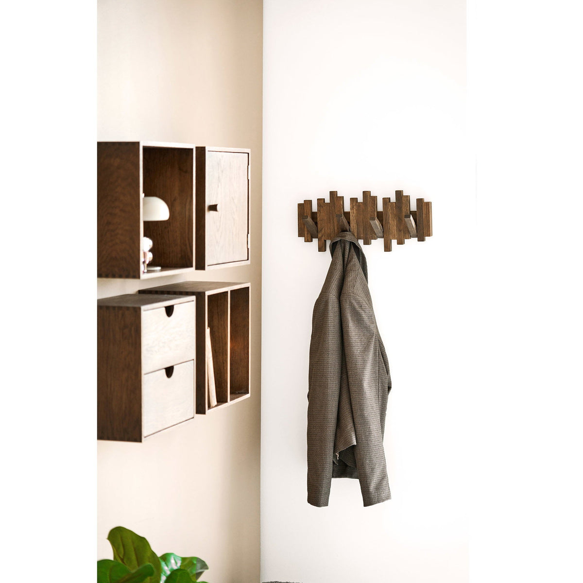 PolsterOase Möbel – Caltra Wandgarderobe aus Eiche, Dunkelbraun, 40 cm – Ansicht 7