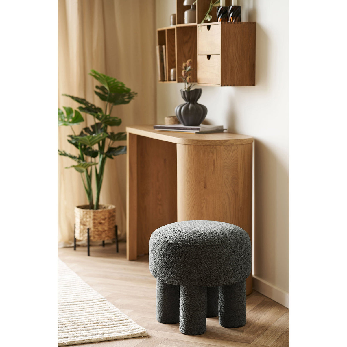 PolsterOase Möbel – Canberra Pouf, Anthrazit, Ø 43 cm – Ansicht 4