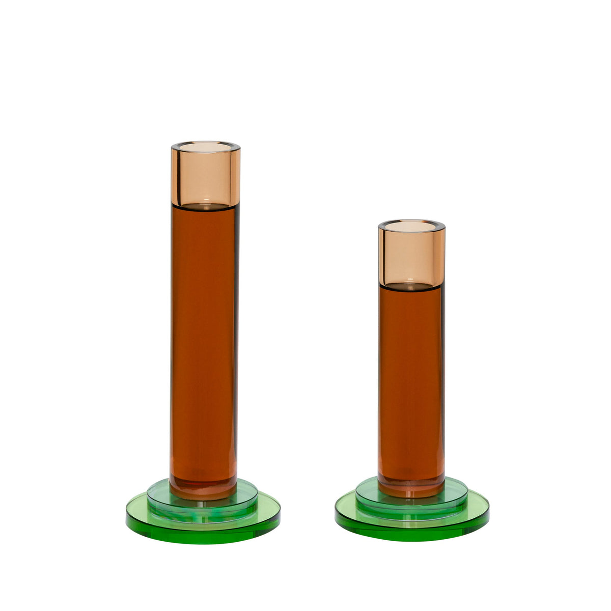 PolsterOase Möbel – Comet Kerzenhalter aus Kristallglas, 2er, Set, Bernstein