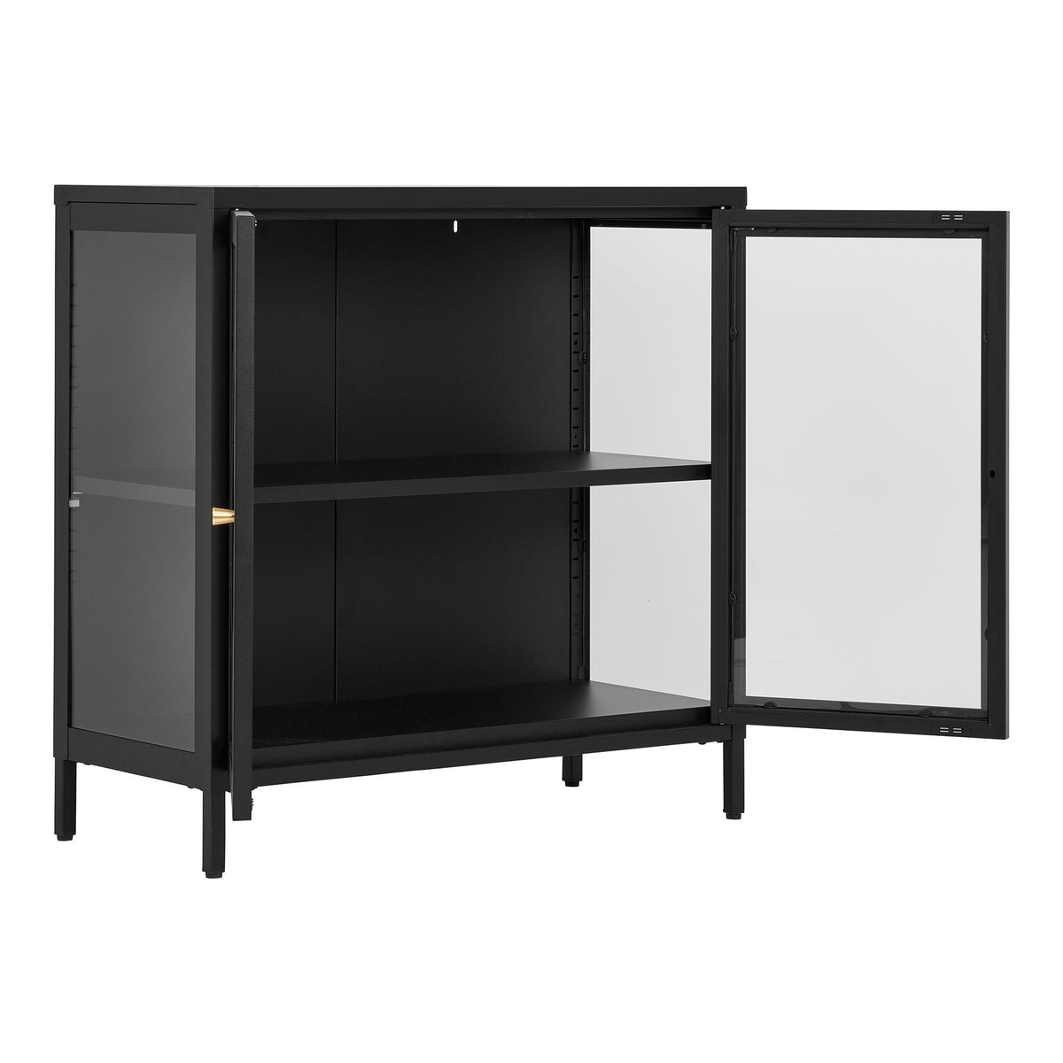 PolsterOase Möbel – Dalby Vitrinenschrank aus Stahl und Glas, 2 Türen, Schwarz, 80 cm – Ansicht 4