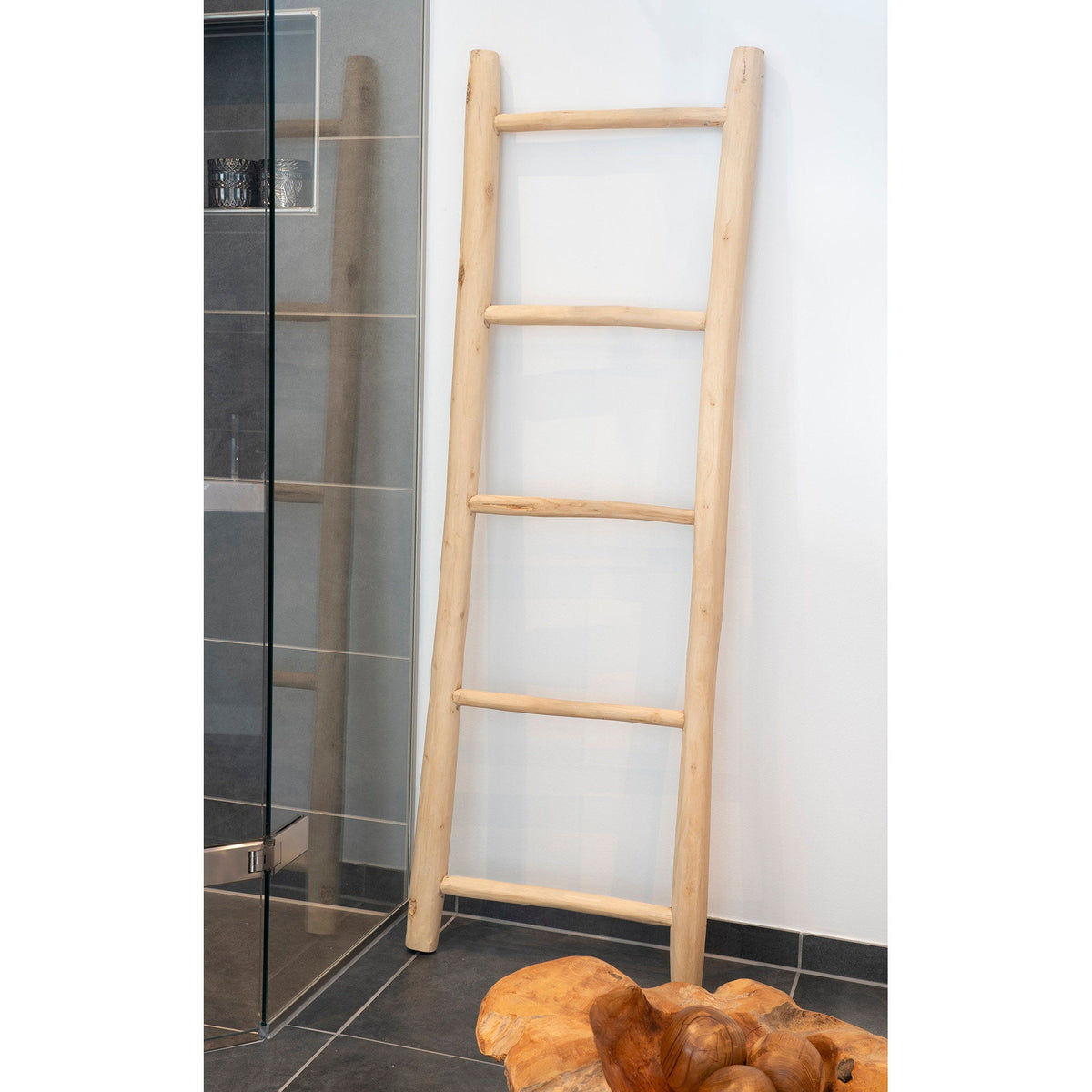 PolsterOase Möbel – Dekoleiter aus Teakholz, Natur, 50 × 150 cm – Ansicht 7