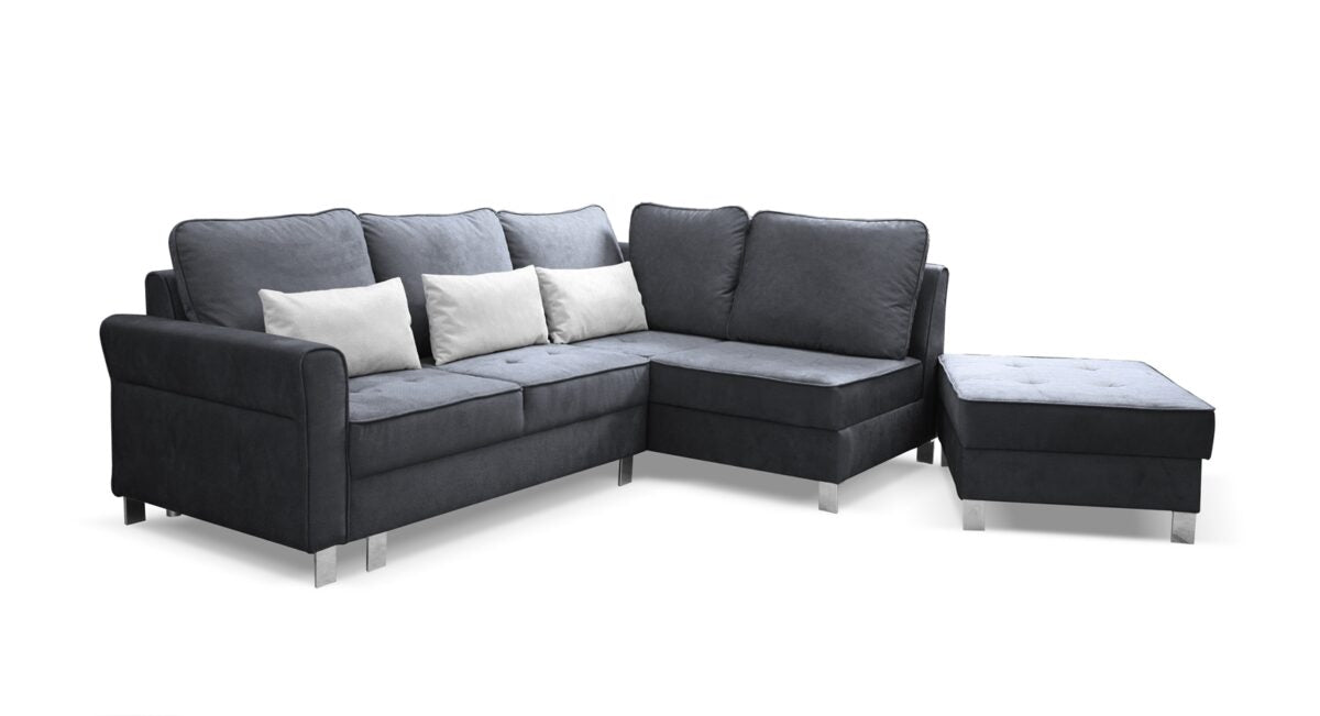 PolsterOase Sofa – Broadway L Ecksofa mit Schlaffunktion und Bettkasten + Hocker in Viton – Ansicht 5