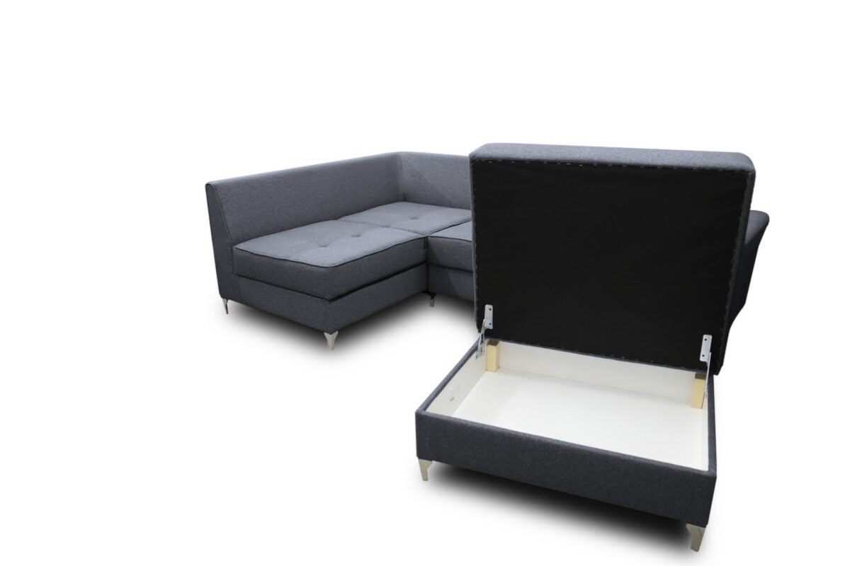 PolsterOase Sofa – Broadway L Ecksofa mit Schlaffunktion und Bettkasten + Hocker in Viton – Ansicht 6