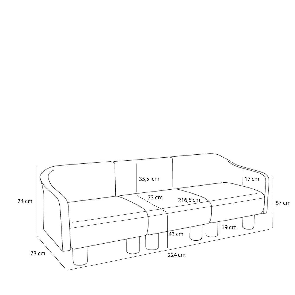 PolsterOase Möbel – Elegance Sofa dunkelblau – Ansicht 5