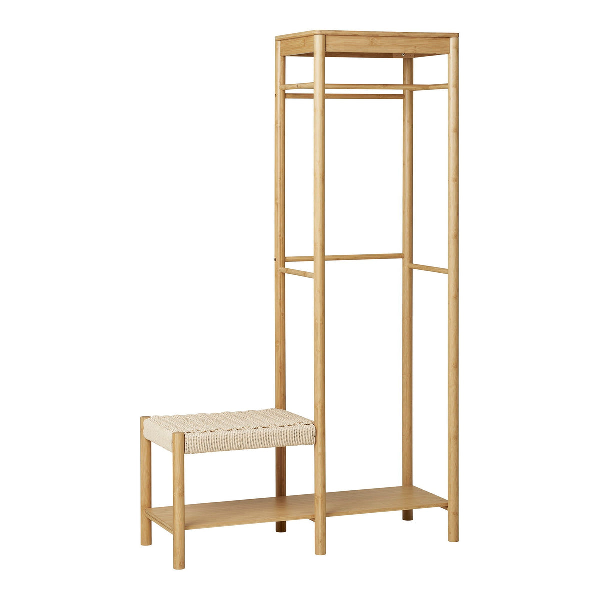 PolsterOase Möbel – Ember Kleiderständer mit Sitzbank aus Bambus, Natur, 165 cm – Ansicht 2