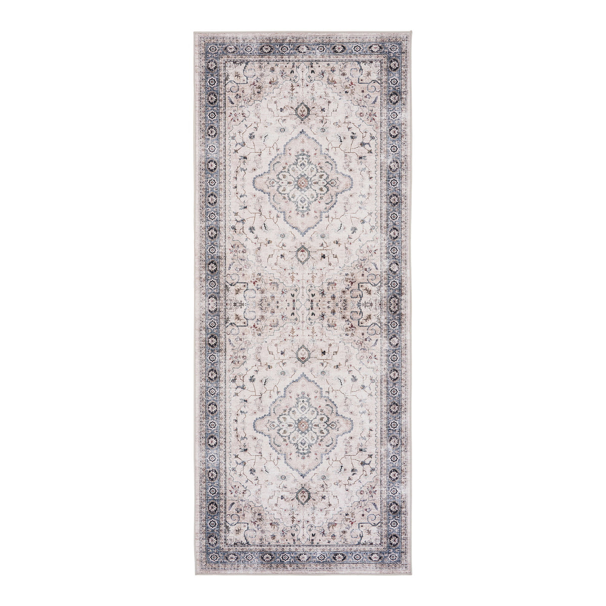 PolsterOase Möbel – Havana Teppichläufer, Off, White/Beige/Staubblau, 80 × 200 cm