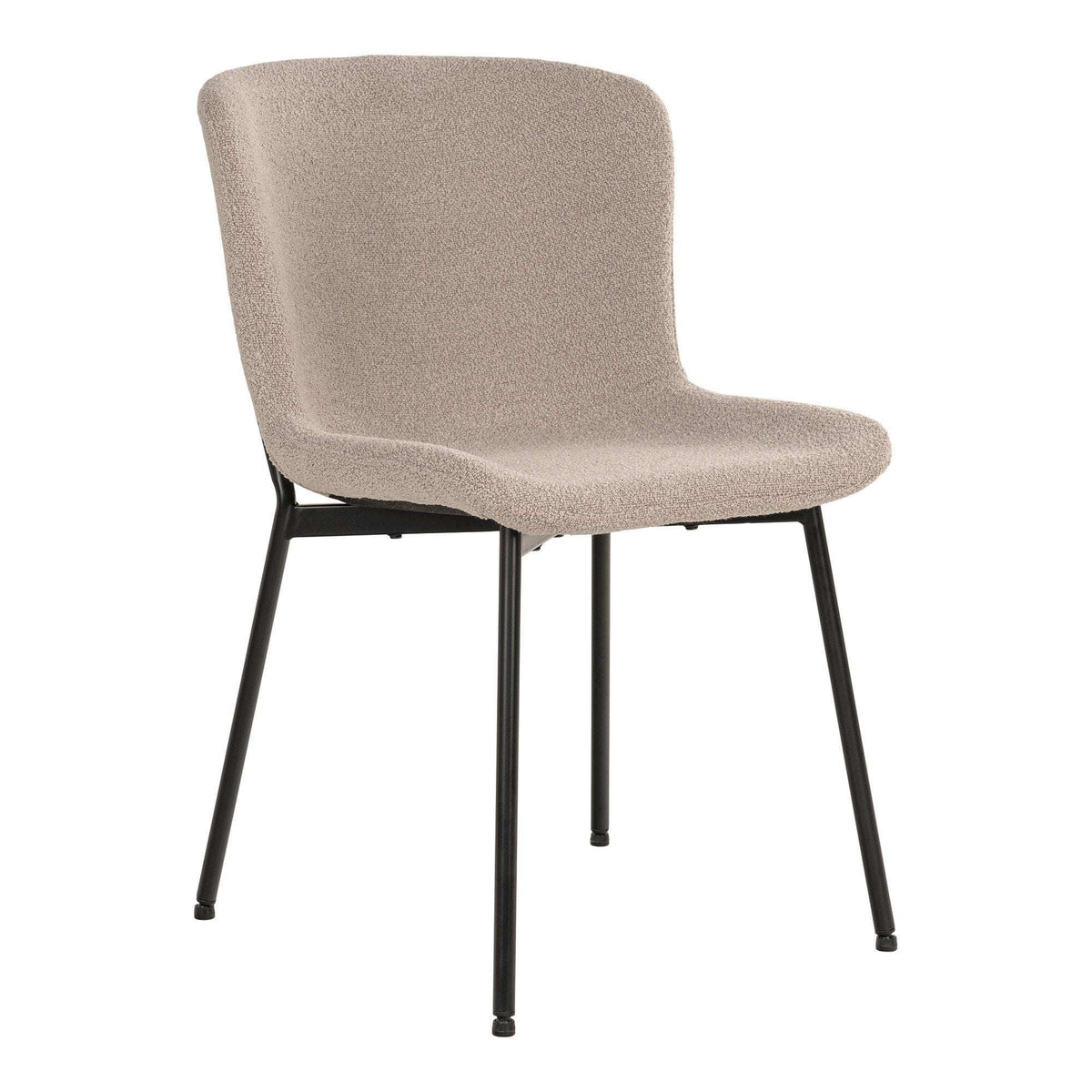 PolsterOase Möbel – Maceda Esszimmerstühle mit Bouclé, Bezug und Stahlgestell, 2er, Set, Beige/Schwarz