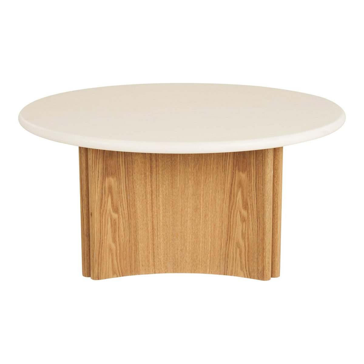 PolsterOase Möbel – Motril Couchtisch, Couchtisch, Zement /Eschfurnier, weiß/natur ø80x37 cm – Ansicht 3