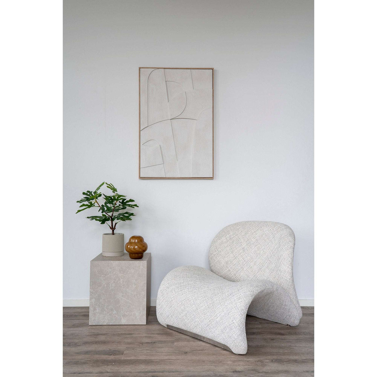 PolsterOase Möbel – Prague Beistelltisch in Marmoroptik, Beige, 40 × 40 cm – Ansicht 2