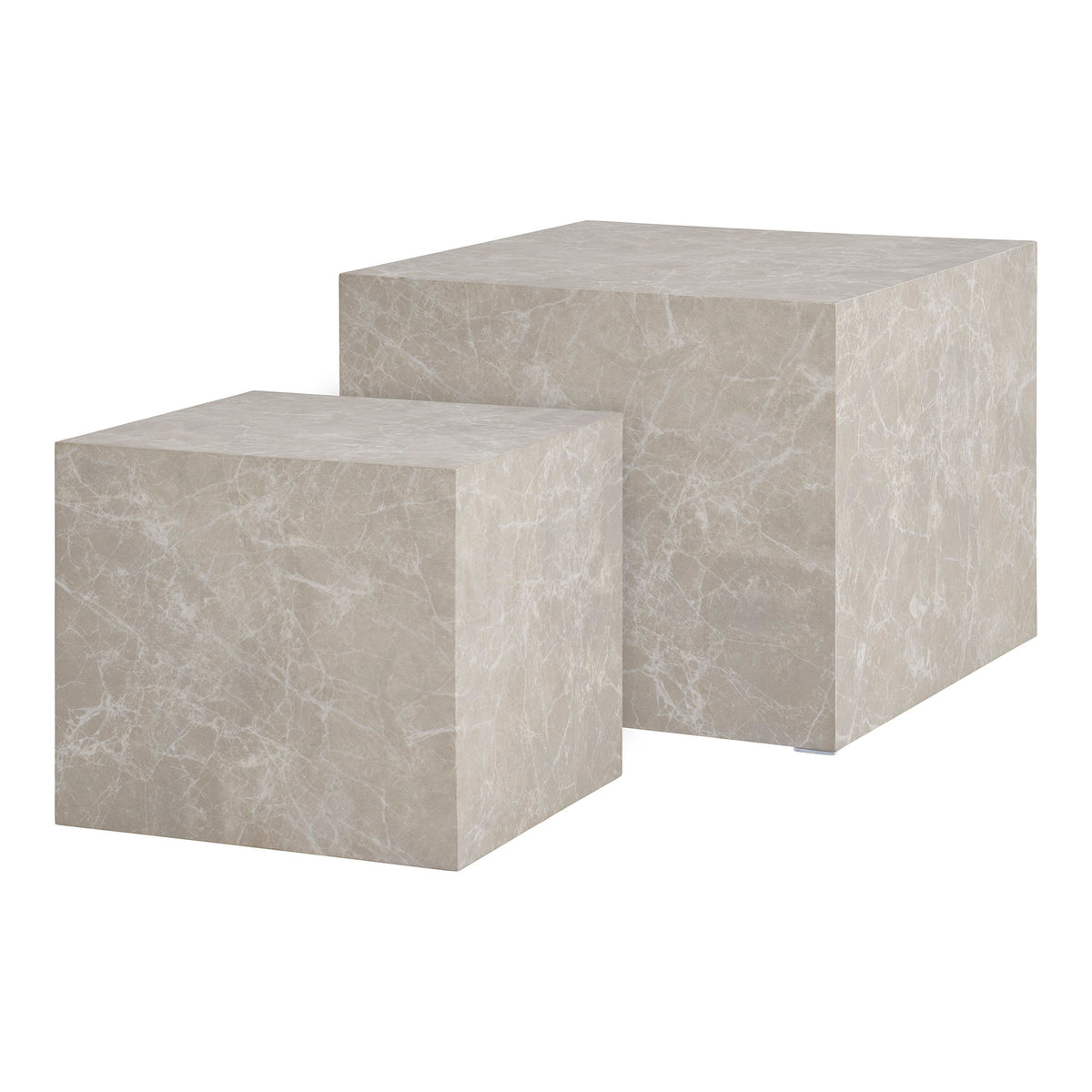 PolsterOase Möbel – Prague Couchtisch, Couchtisch, Marmoroptik, beige, 2er Set – Ansicht 3