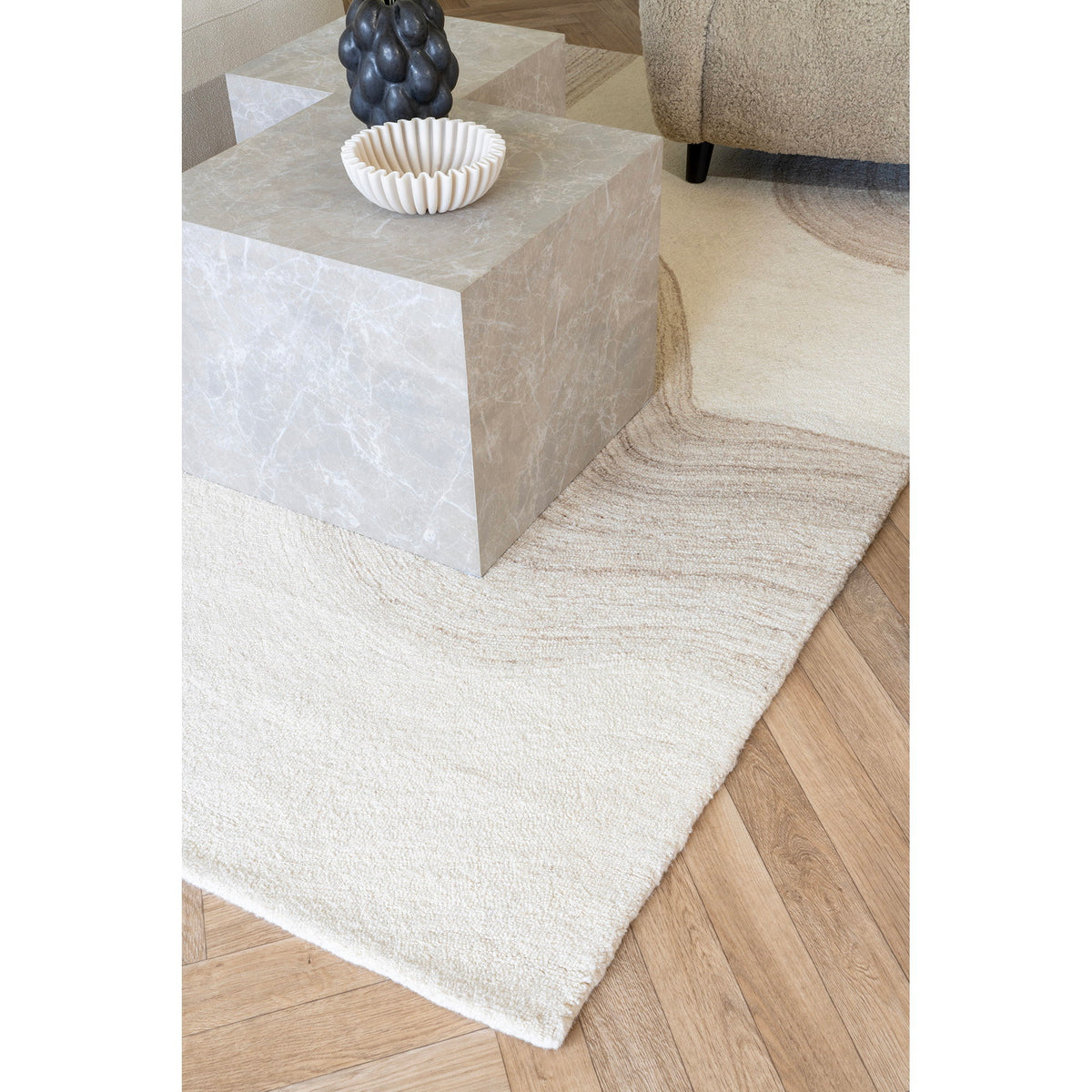 PolsterOase Möbel – Prague Couchtisch, Couchtisch, Marmoroptik, beige, 2er Set – Ansicht 11