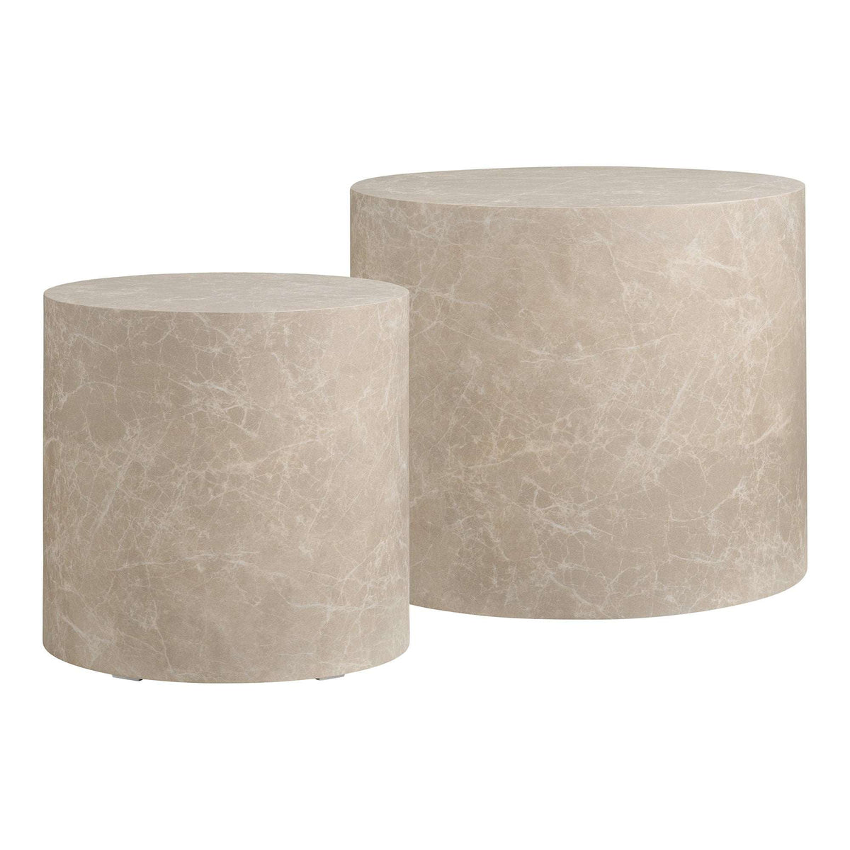PolsterOase Möbel – Prague Couchtisch, Marmoroptik, rund, beige, 2er, Set – Ansicht 3