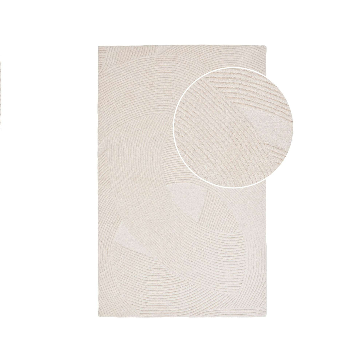 PolsterOase Möbel – Pune Teppich aus Schurwolle, handgetuftet, Elfenbein, 160 × 230 cm